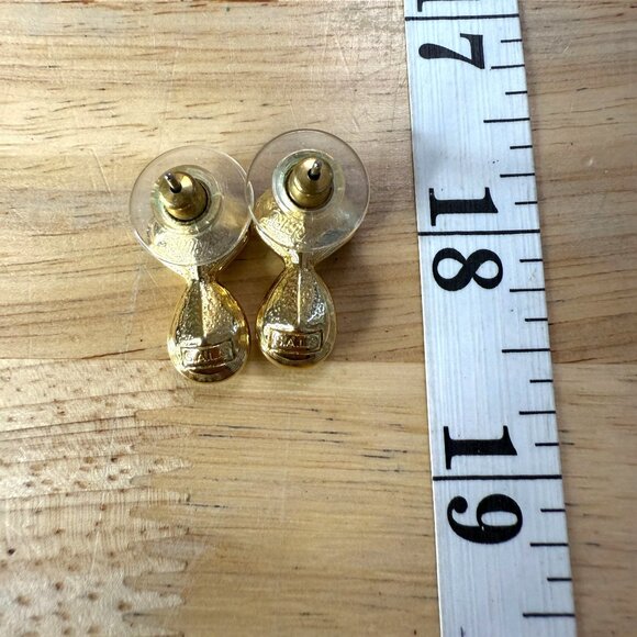 Vintage Swarovski S.A.L. Gold-Tone Pierced Earrings Crystal, Glam, Holiday, - Picture 4 of 7